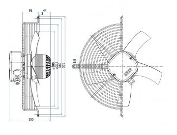 Ventilator axial de refulare Hidria R09R-3018HP, Ø 300 mm